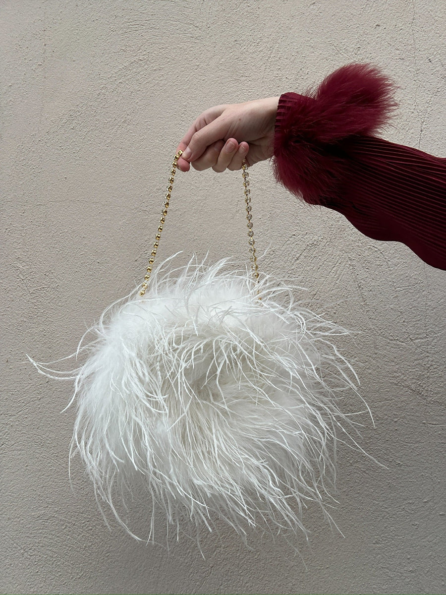 Ostrich feather and rhinestone clutch selling / purse