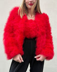 Marabou Feather Bomber in Merry