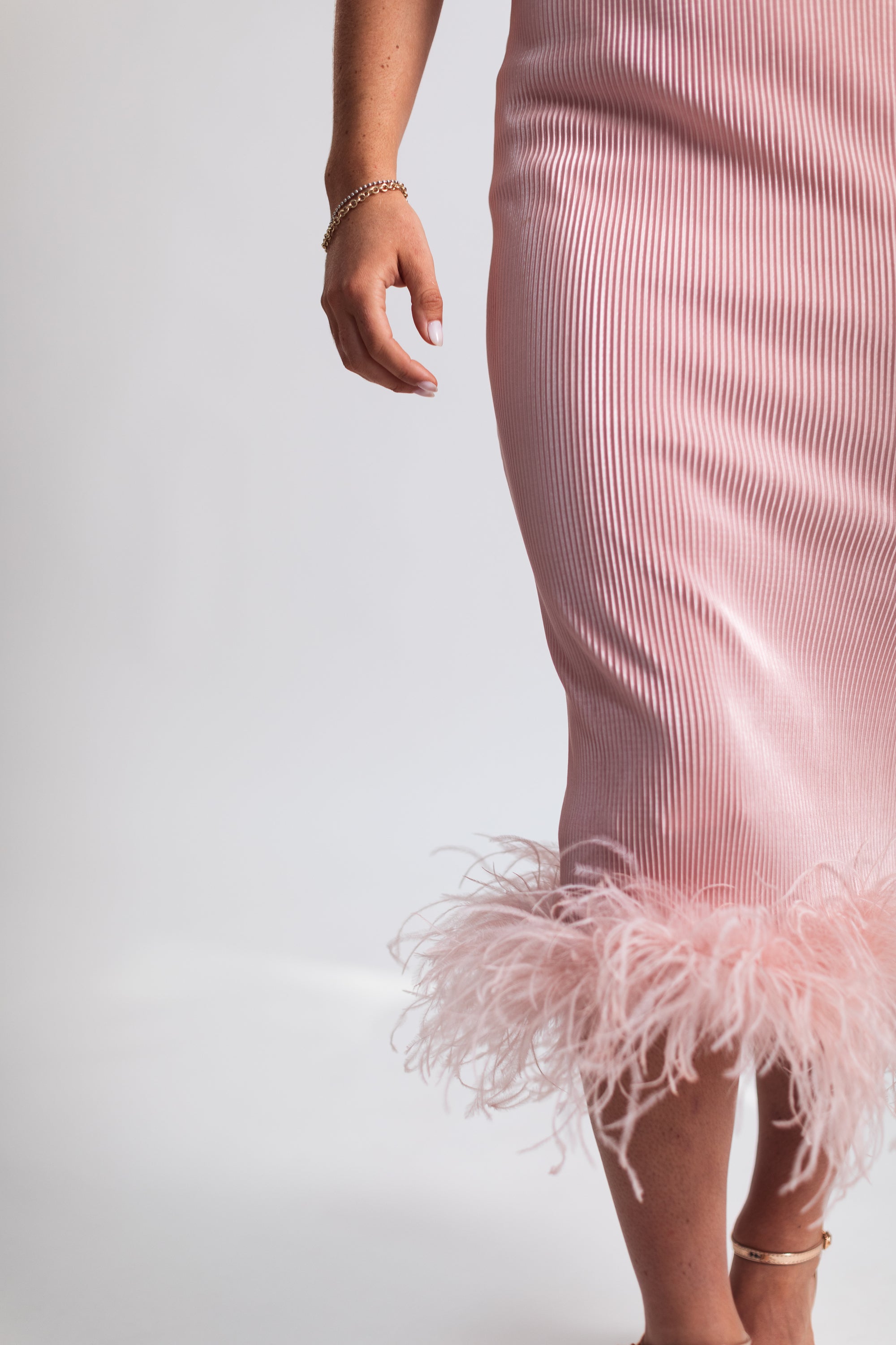 The Detachable Feather Midi in Blush