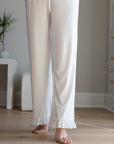 Ruffle Bamboo Pajama Pant Set in Pearl