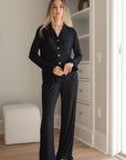 Ruffle Bamboo Pajama Pant Set in Noir