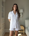 Ruffle Bamboo Pajama Short Set in Dove