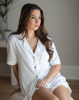 Ruffle Bamboo Pajama Short Set in Dove