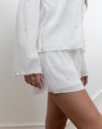 Jade Pearly Pleats Short Tie Set in Dove