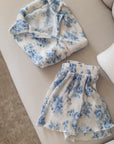 Pleats Please Short Set in Blue Floral